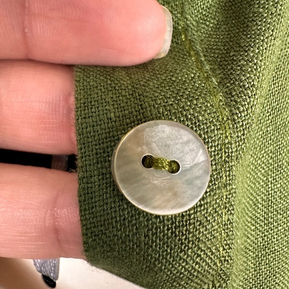 NWT Crown Linen Designs green Button Front Midi Dress 100% Linen cottagecore - Picture 10 of 12